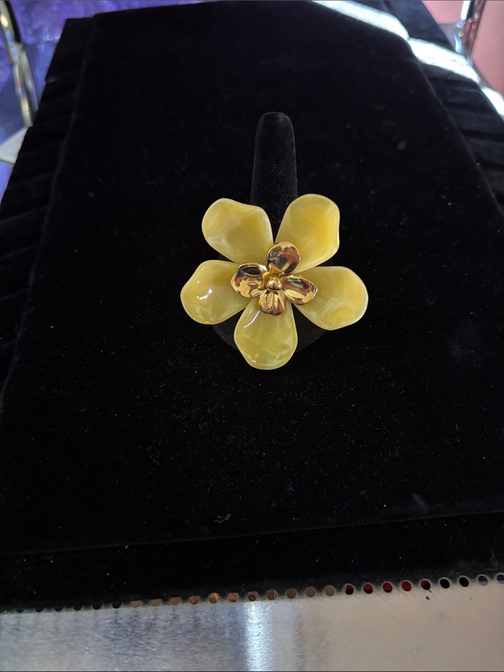 Yellow Floral Statement Ring